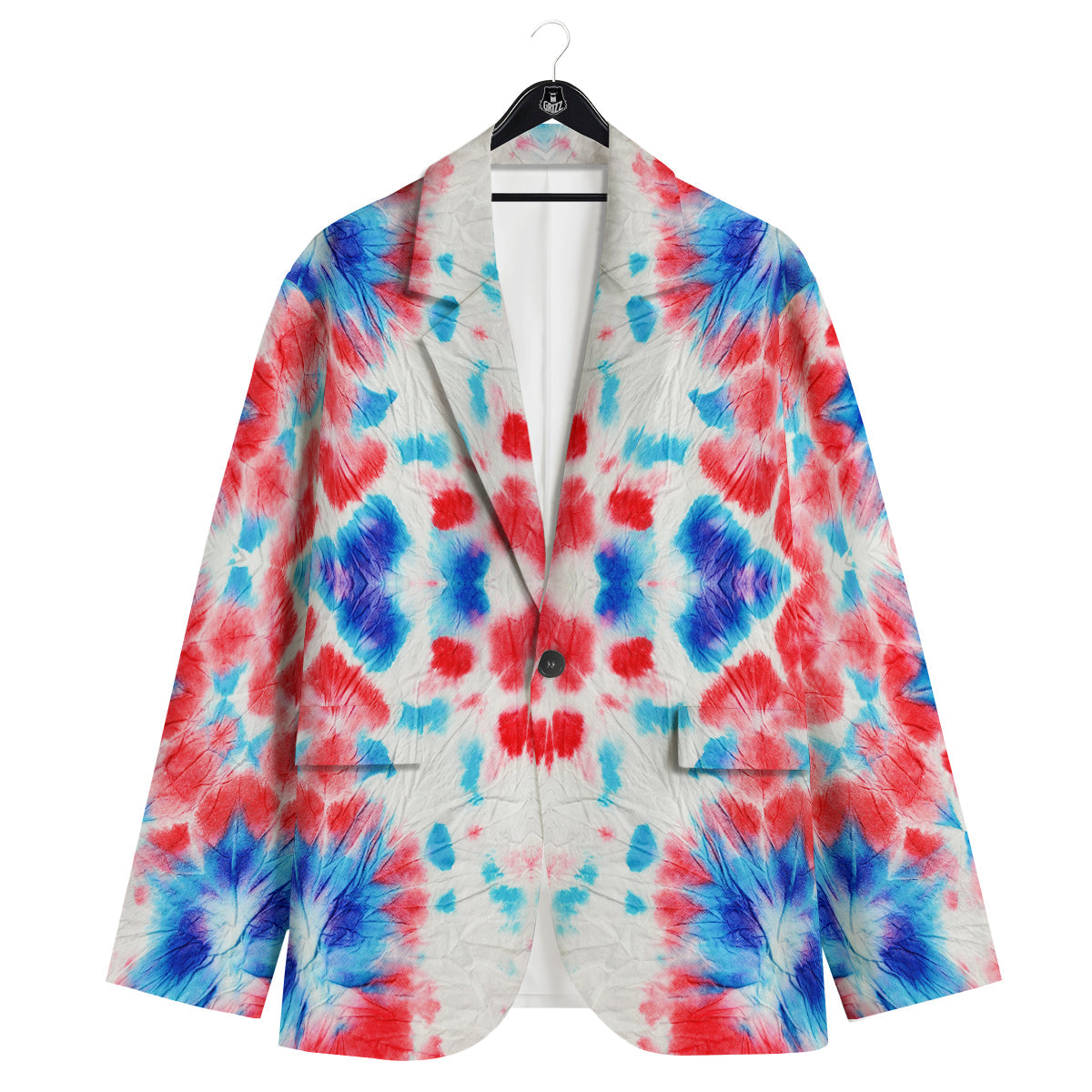 Flower Abstract Mark Red And Blue Print Men's Sport Coat-grizzshop