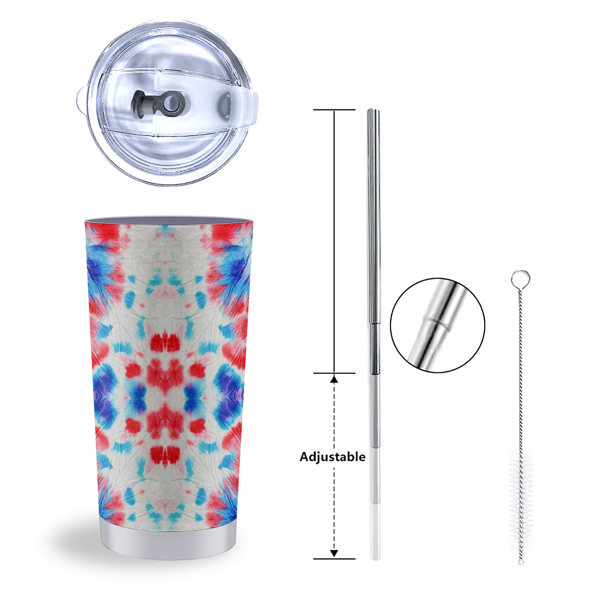 Flower Abstract Mark Red And Blue Print Tumbler-grizzshop