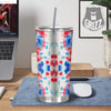 Flower Abstract Mark Red And Blue Print Tumbler-grizzshop