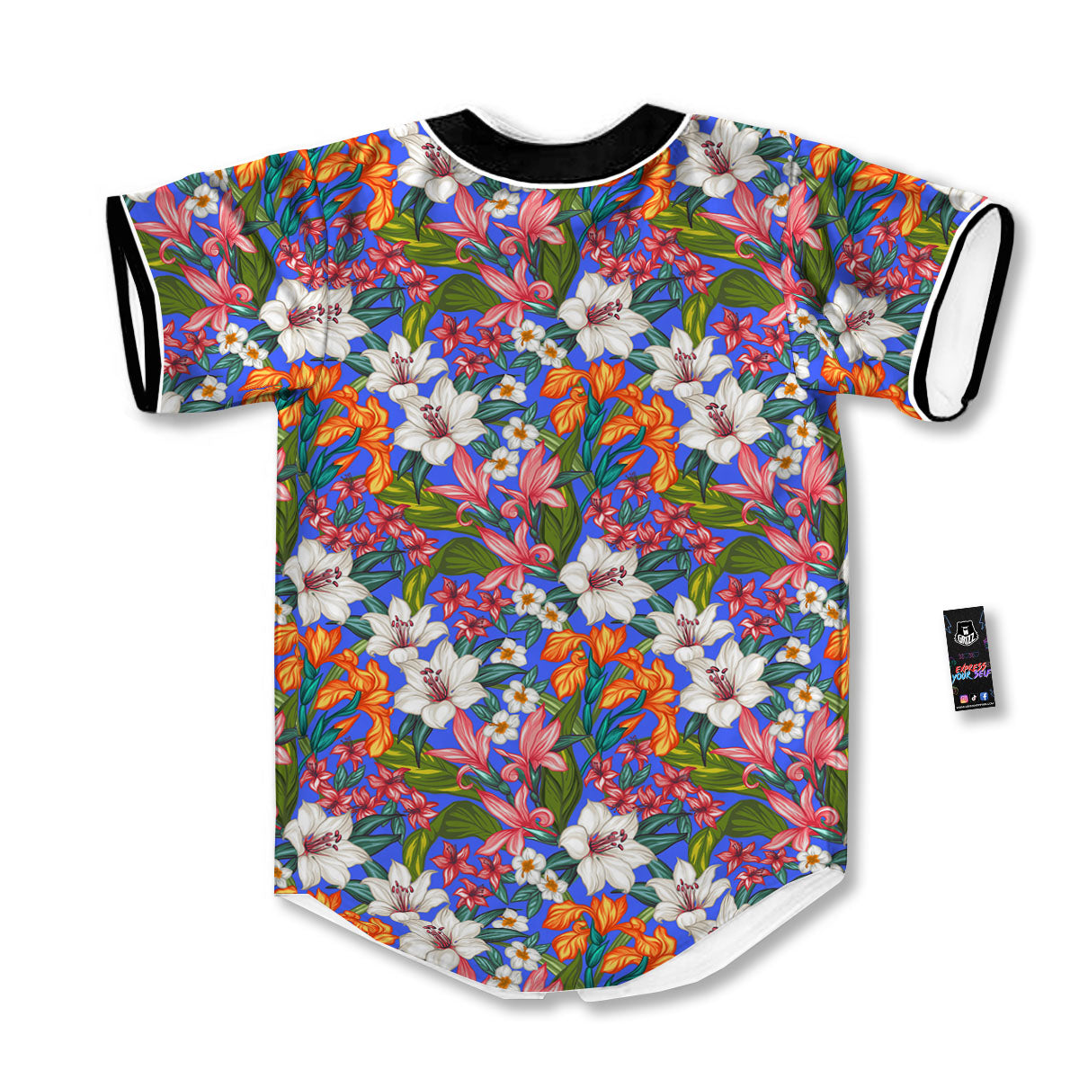 Flower Aloha Hawaiian Print Baseball Jersey-grizzshop