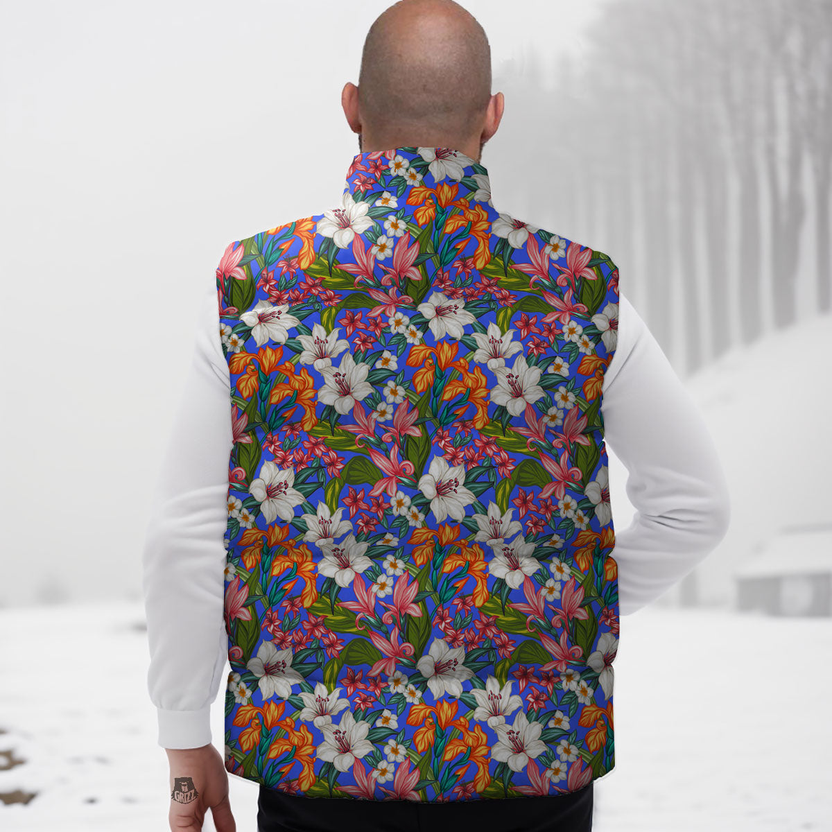 Flower Aloha Hawaiian Print Down Vest