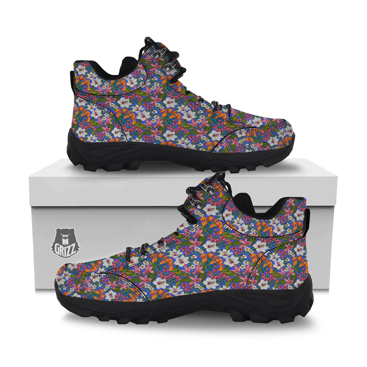 Flower Aloha Hawaiian Print Hiking Shoes-grizzshop