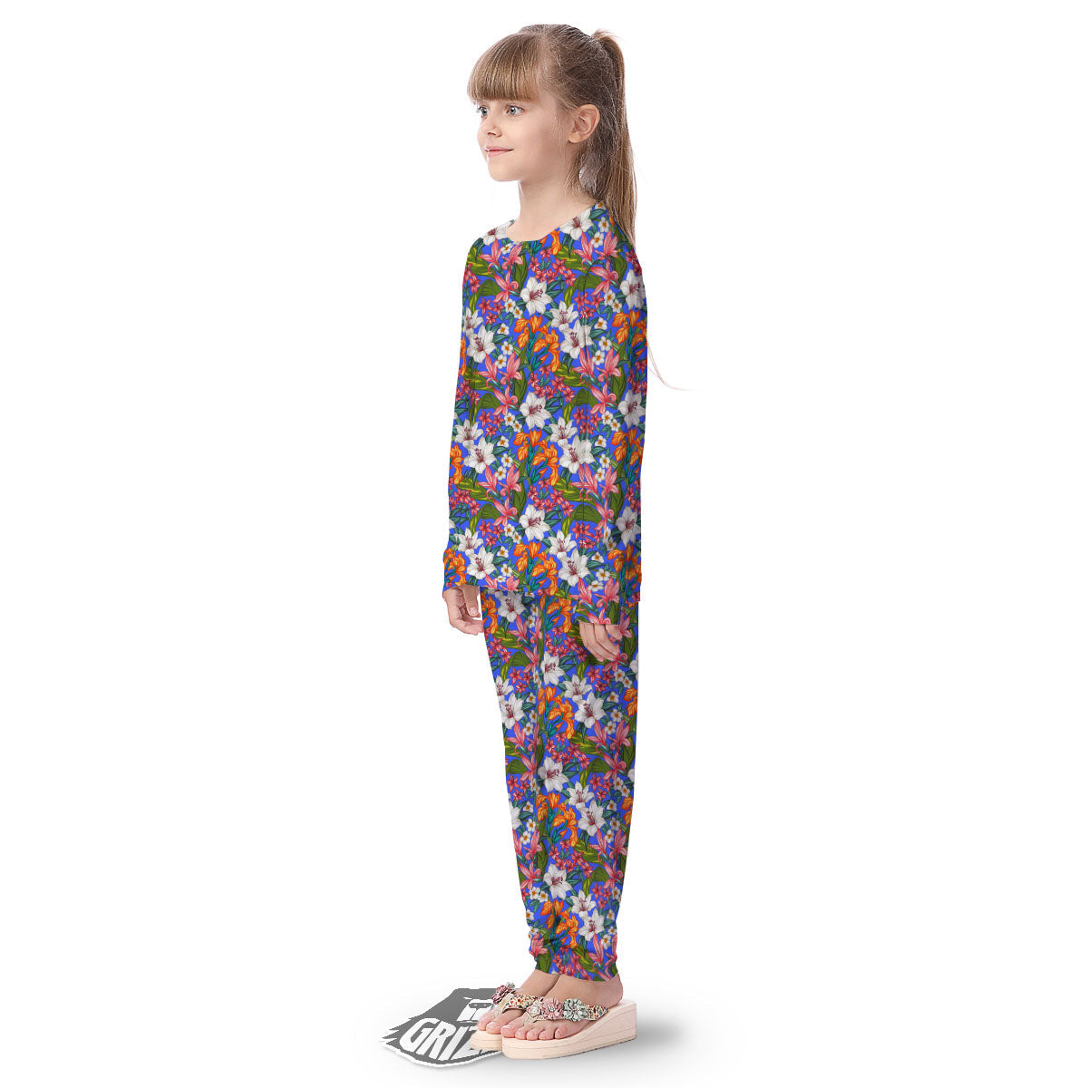 Flower Aloha Hawaiian Print Kid's Pajamas-grizzshop