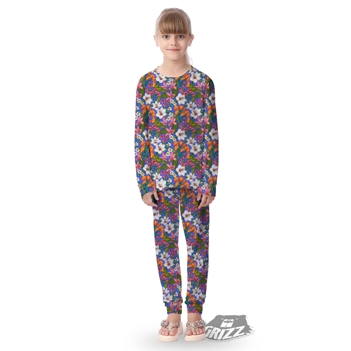 Flower Aloha Hawaiian Print Kid's Pajamas-grizzshop