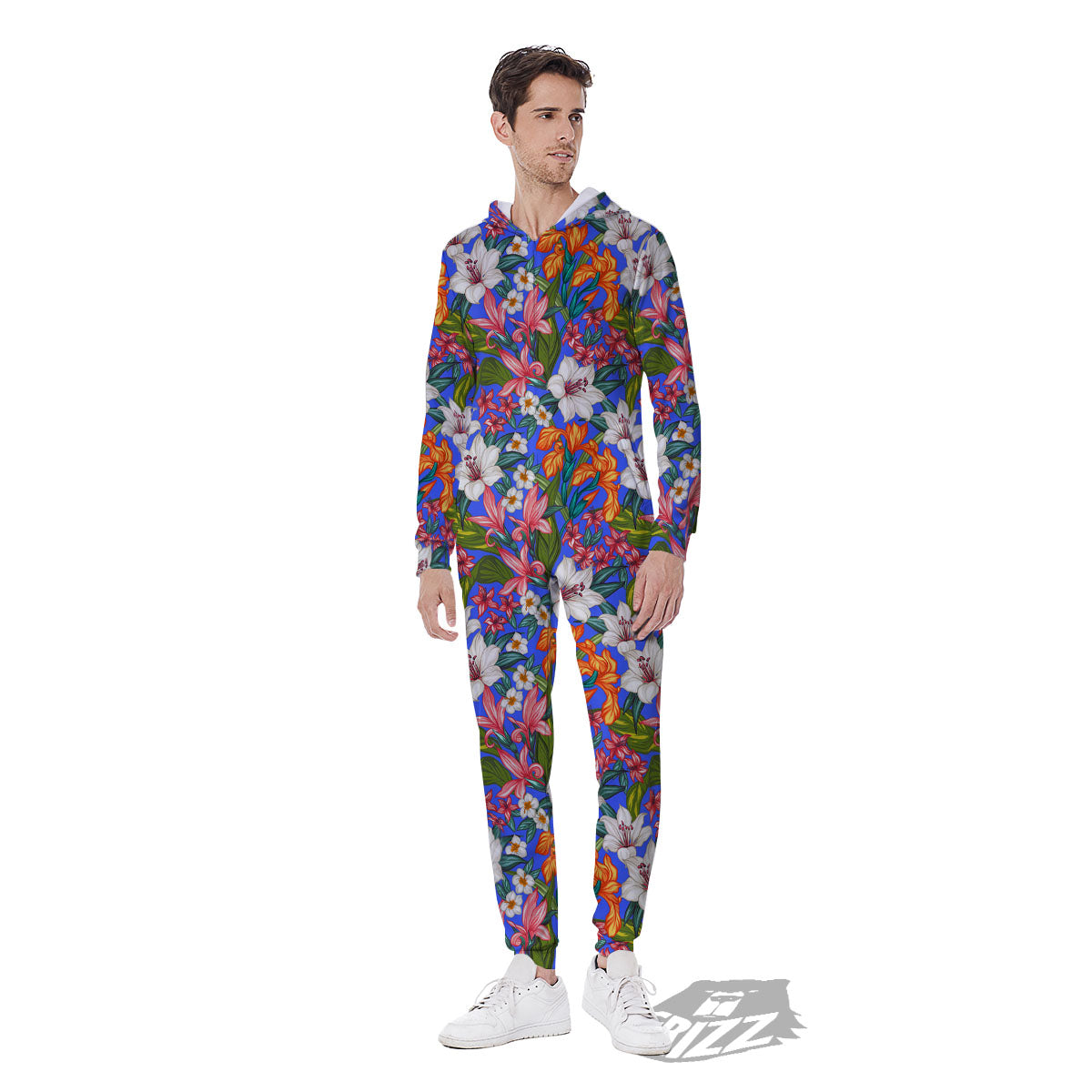 Flower Aloha Hawaiian Print Men's Jumpsuit-grizzshop