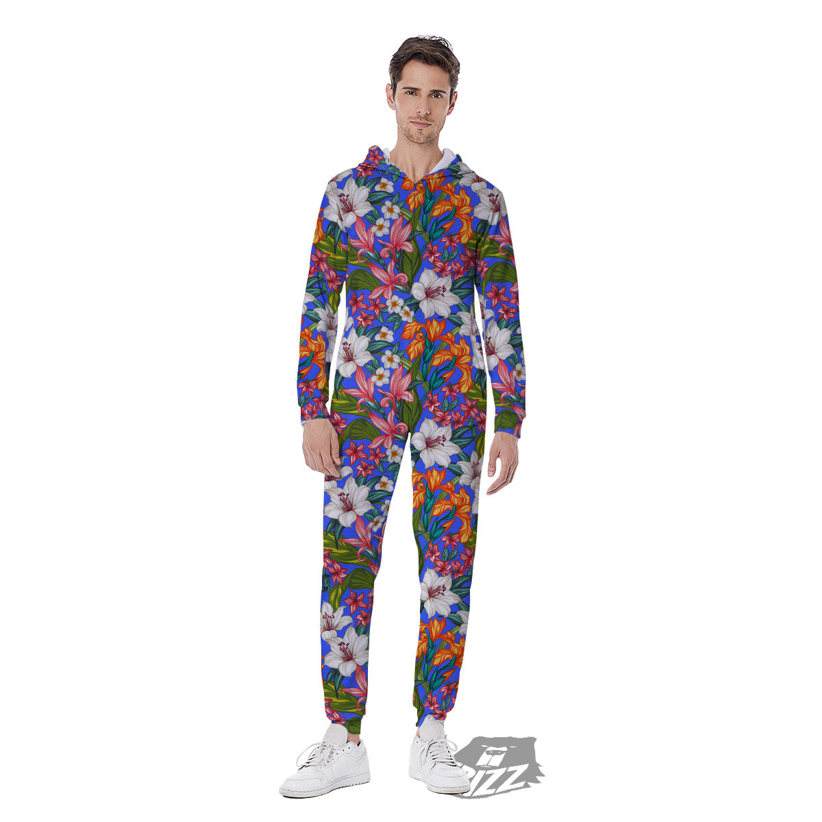 Flower Aloha Hawaiian Print Men's Jumpsuit-grizzshop