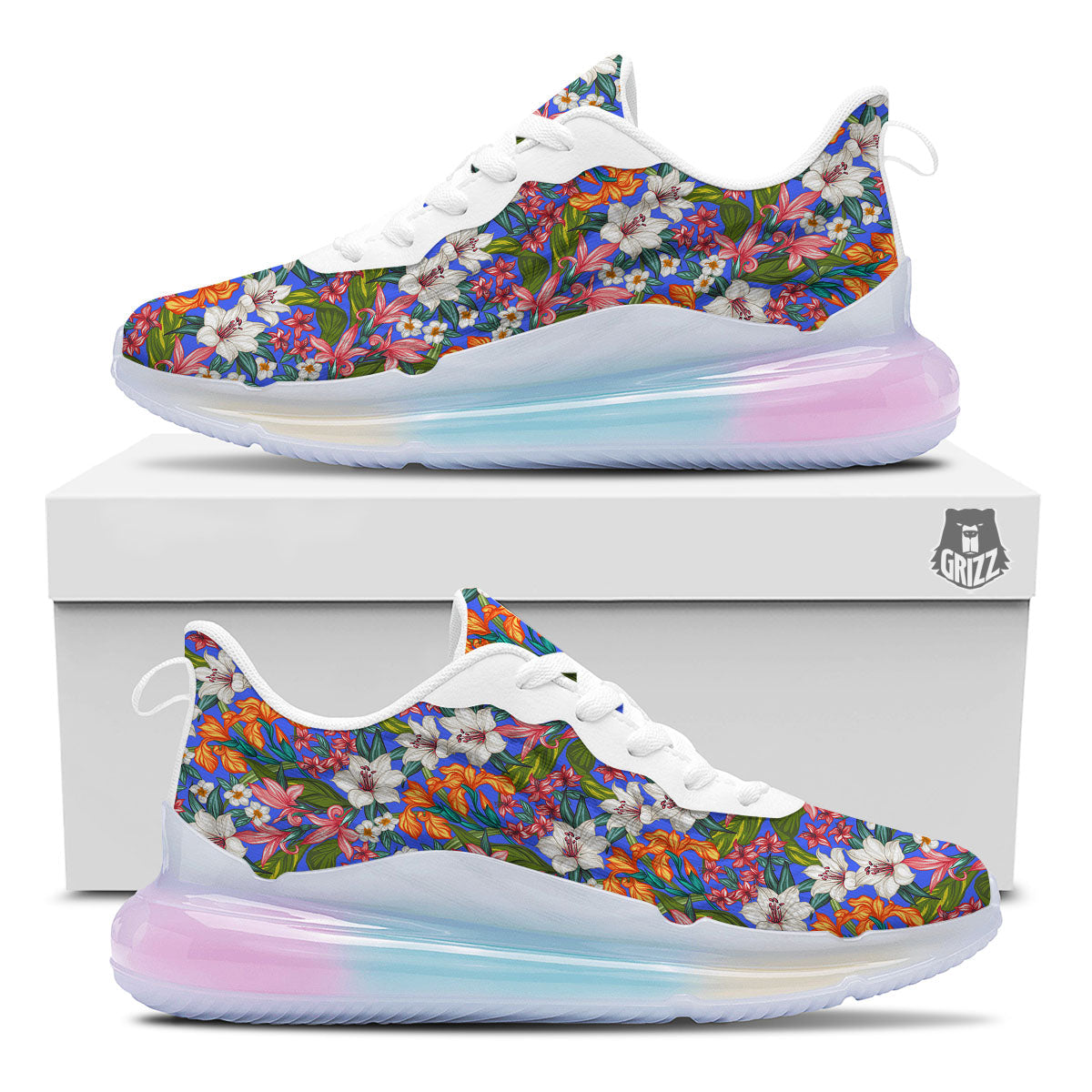 Flower Aloha Hawaiian Print Running Sneakers-grizzshop