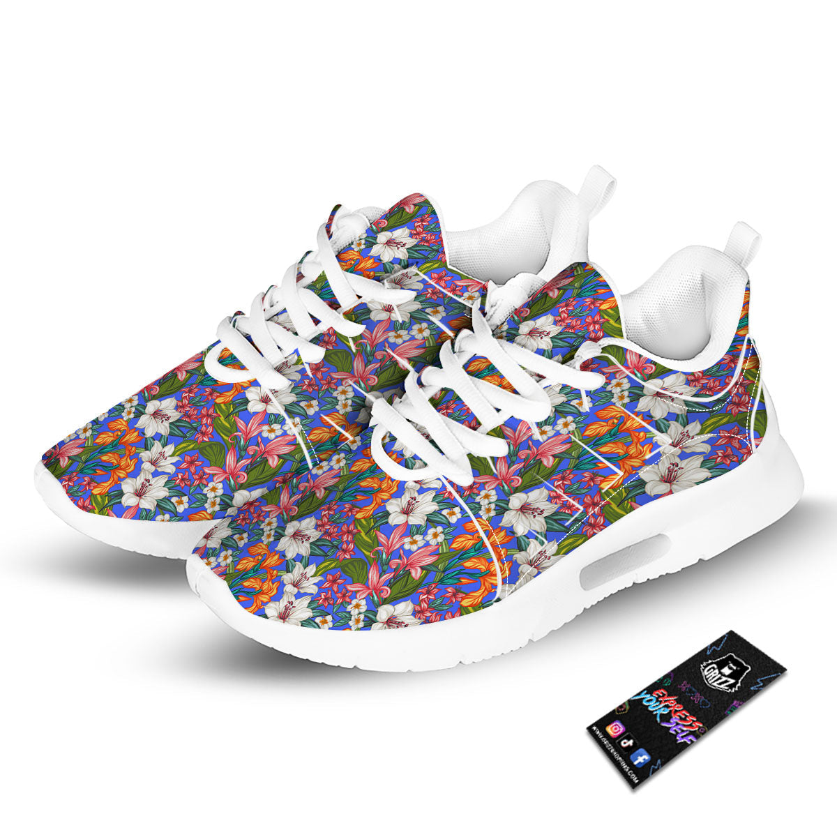 Flower Aloha Hawaiian Print Tennis Shoes-grizzshop