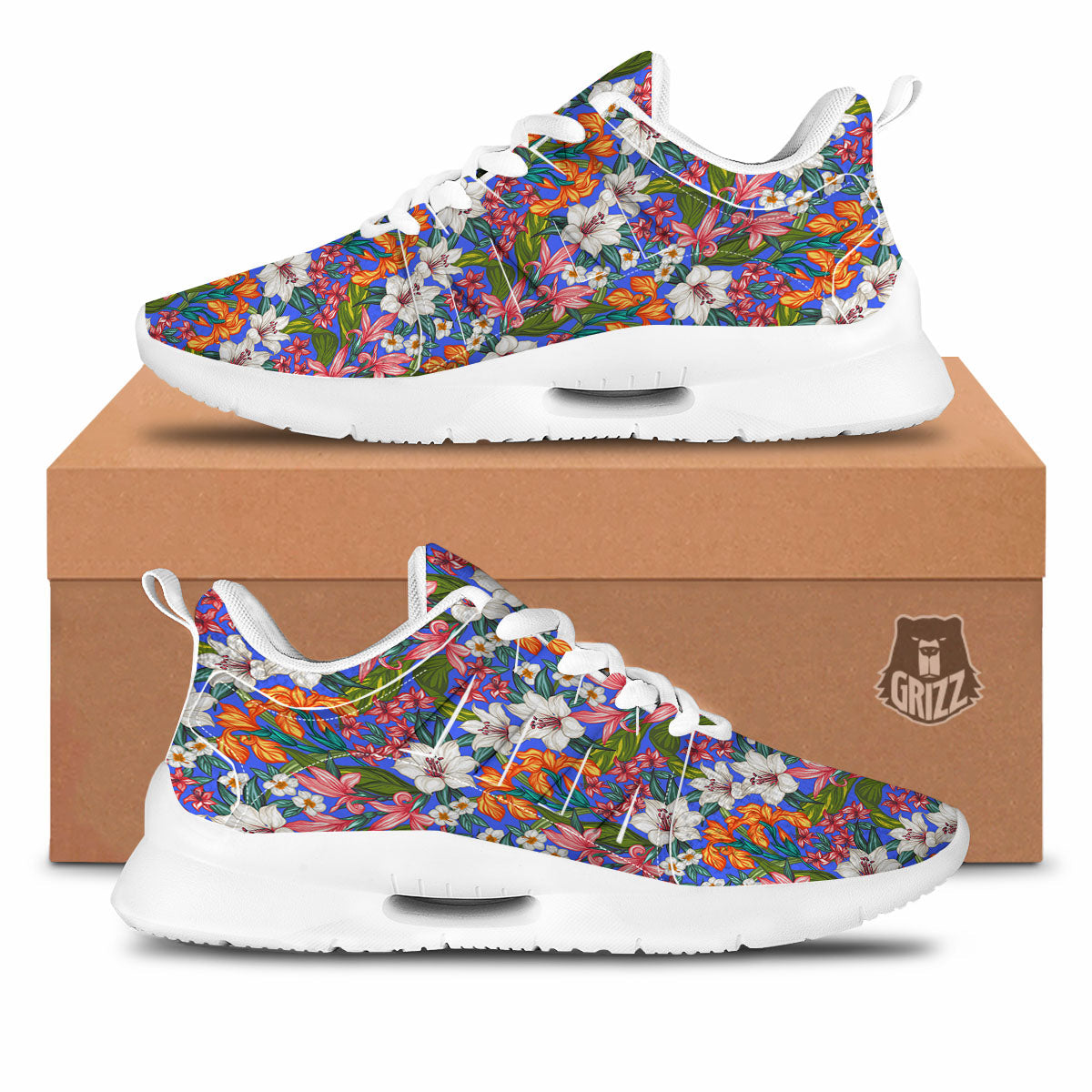 Flower Aloha Hawaiian Print Tennis Shoes-grizzshop