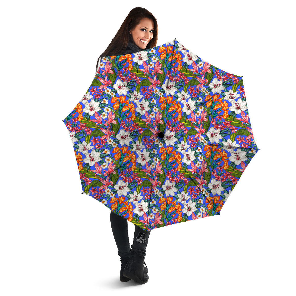 Flower Aloha Hawaiian Print Umbrella-grizzshop