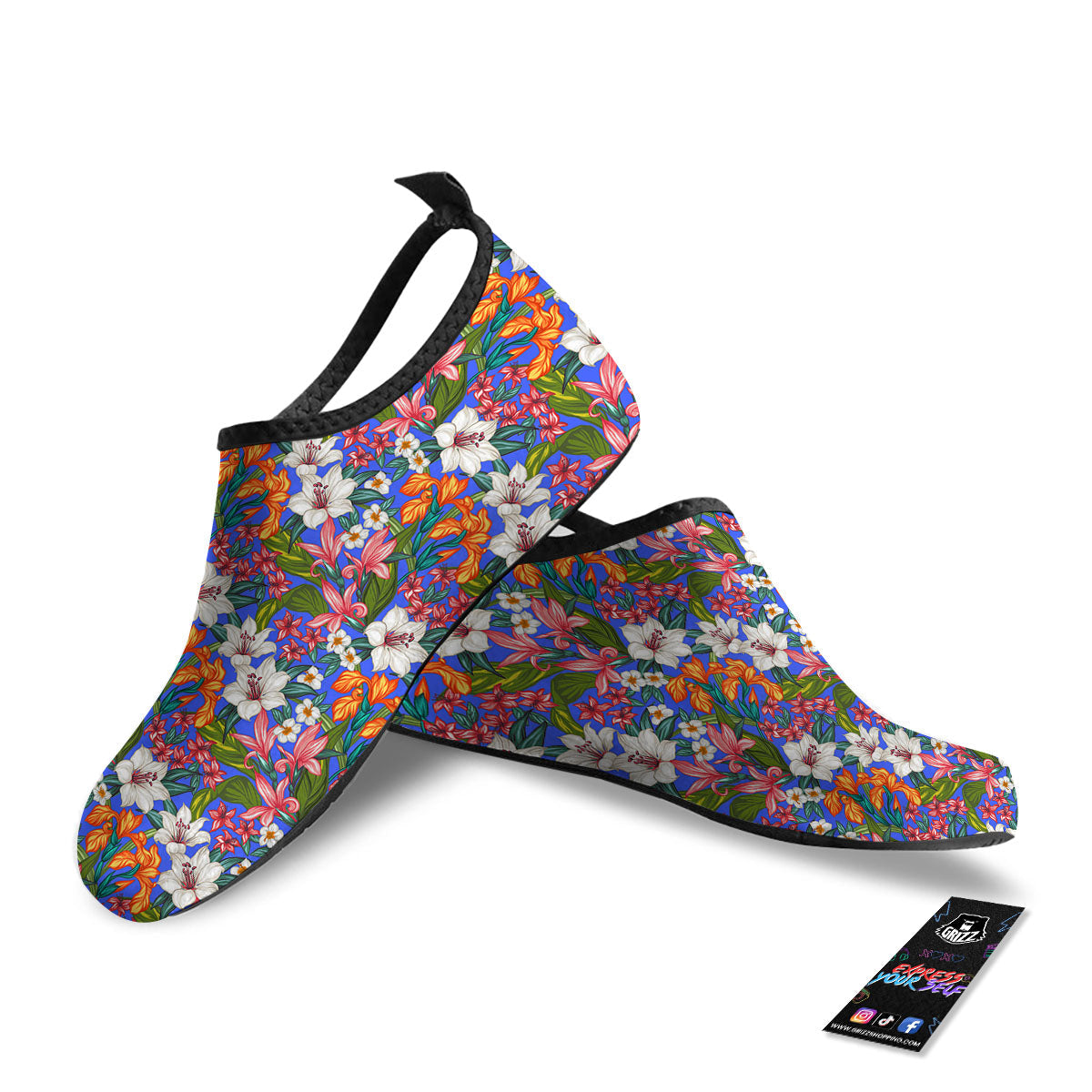 Flower Aloha Hawaiian Print Water Shoes-grizzshop