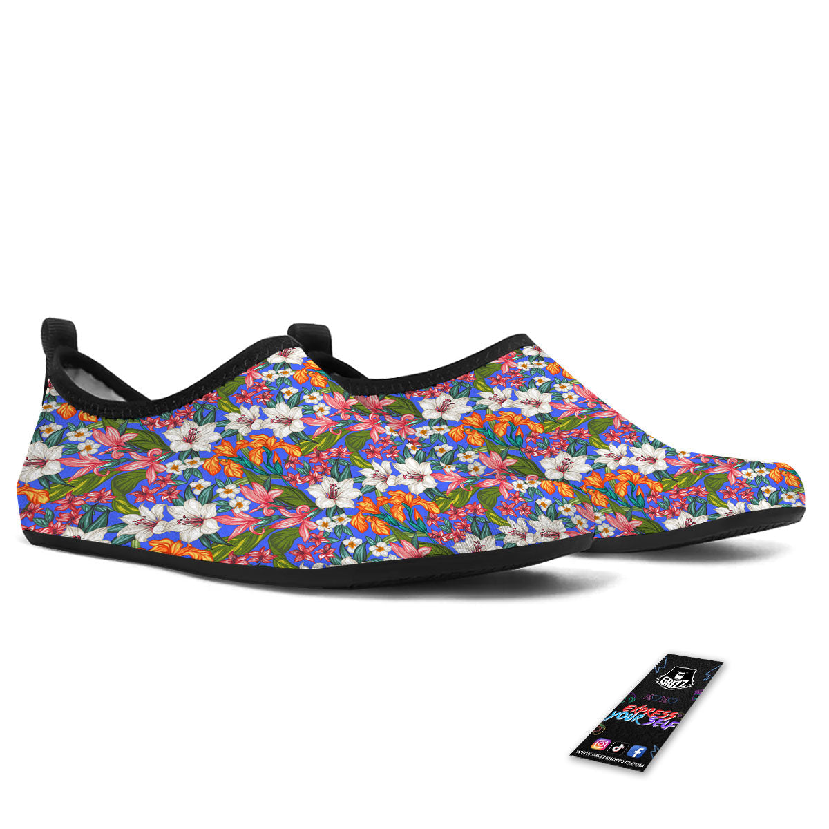 Flower Aloha Hawaiian Print Water Shoes-grizzshop