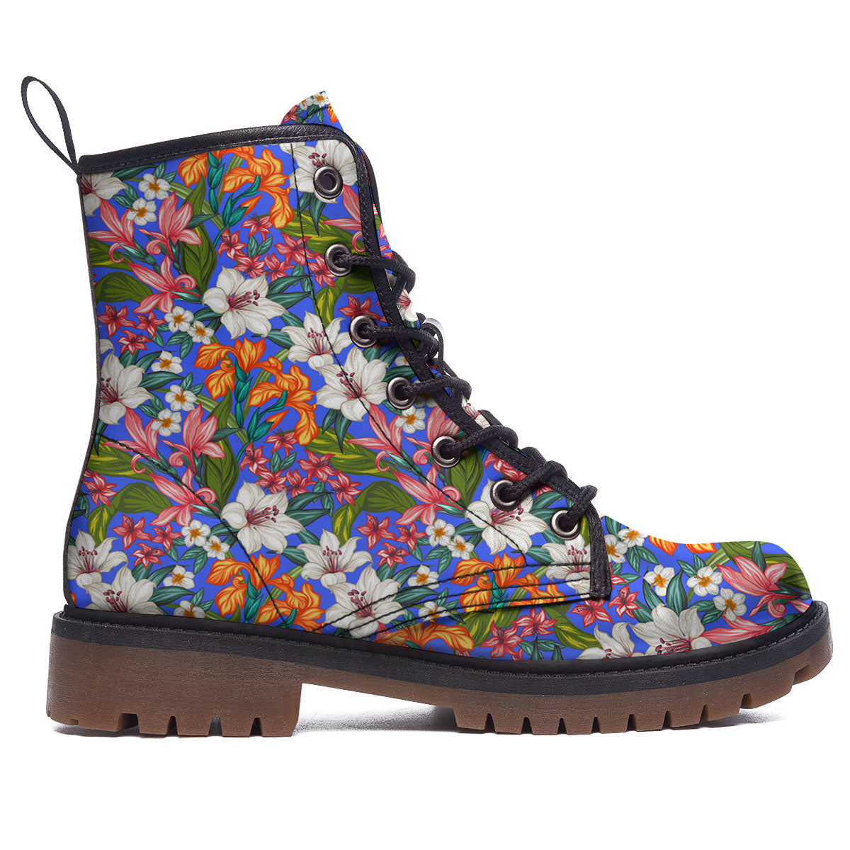 Flower Aloha Hawaiian Print Work Boots-grizzshop