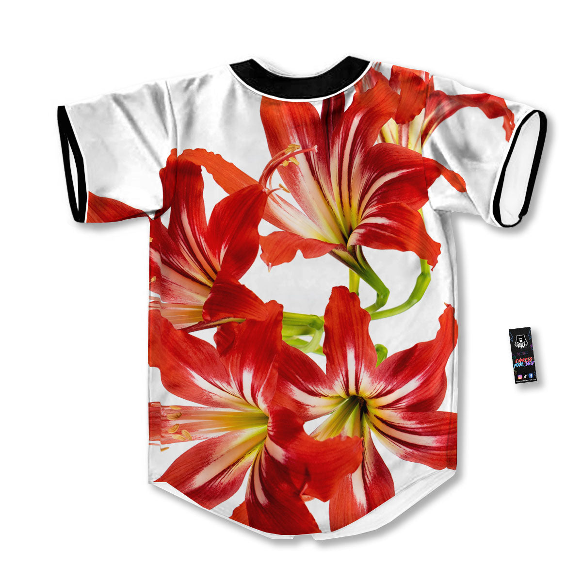 Flower Amaryllis Print Baseball Jersey-grizzshop