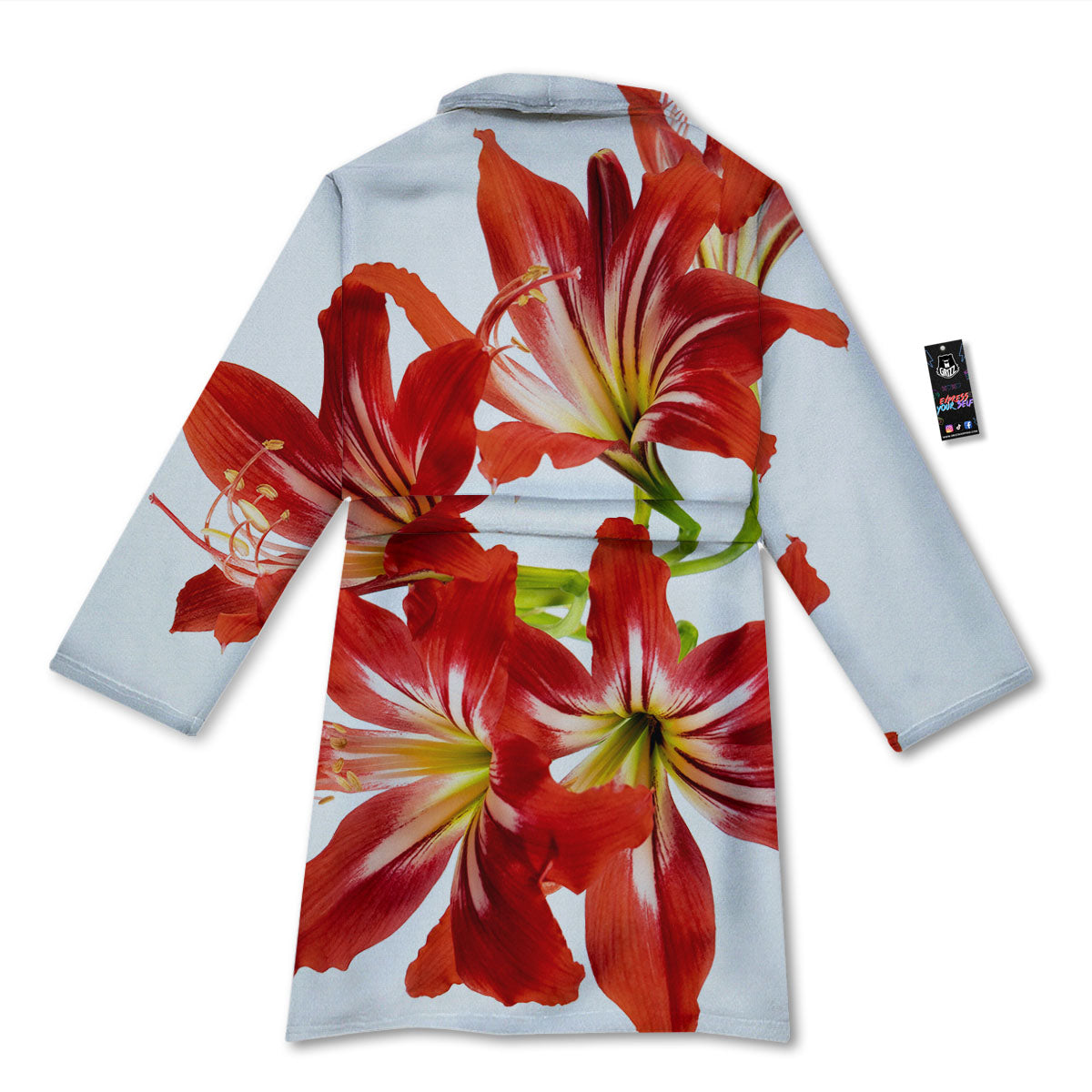 Flower Amaryllis Print Bathrobe-grizzshop