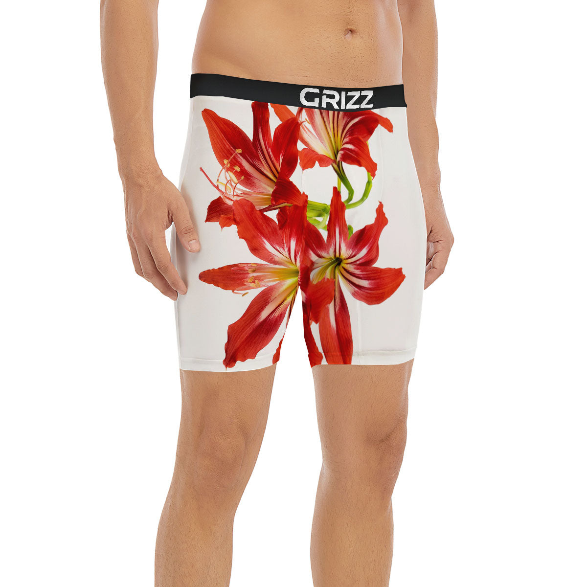 Flower Amaryllis Print Boxer Briefs-grizzshop