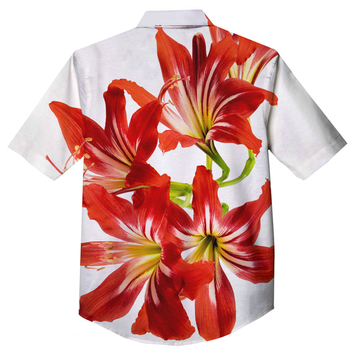 Flower Amaryllis Print Button Up Shirt-grizzshop