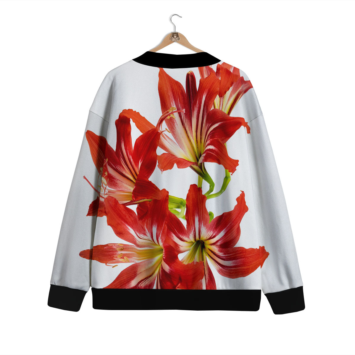Flower Amaryllis Print Cardigan-grizzshop