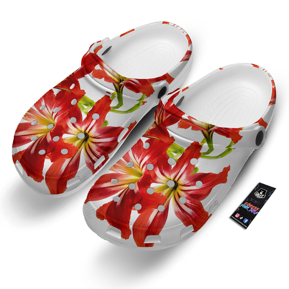 Flower Amaryllis Print Clog-grizzshop