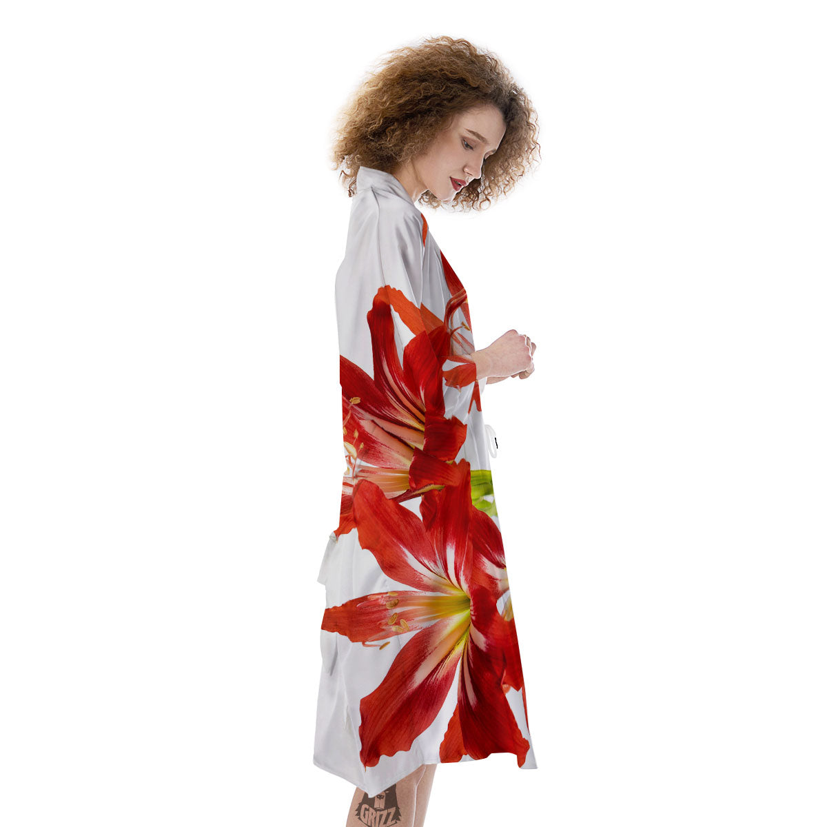 Flower Amaryllis Print Kimono-grizzshop