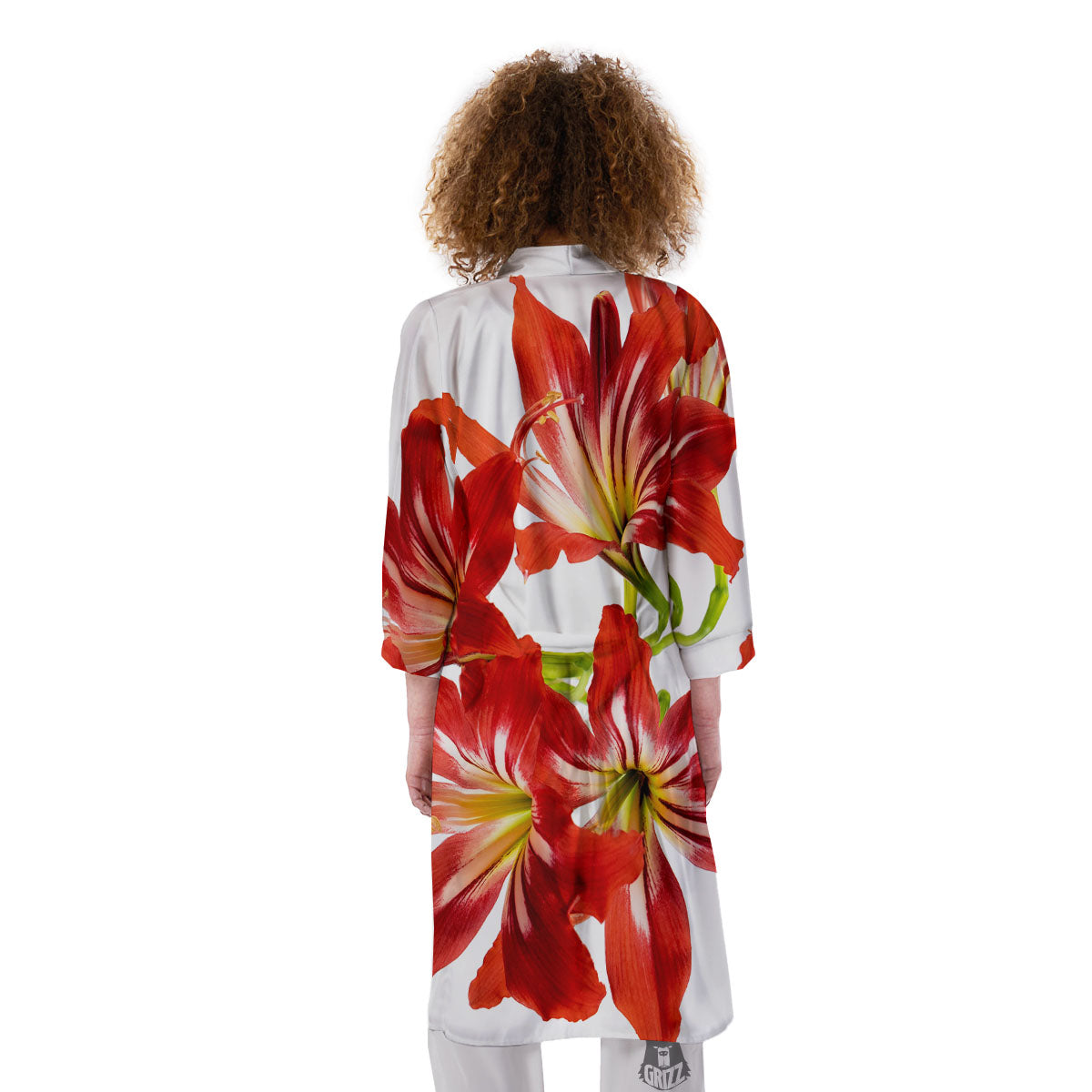 Flower Amaryllis Print Kimono-grizzshop