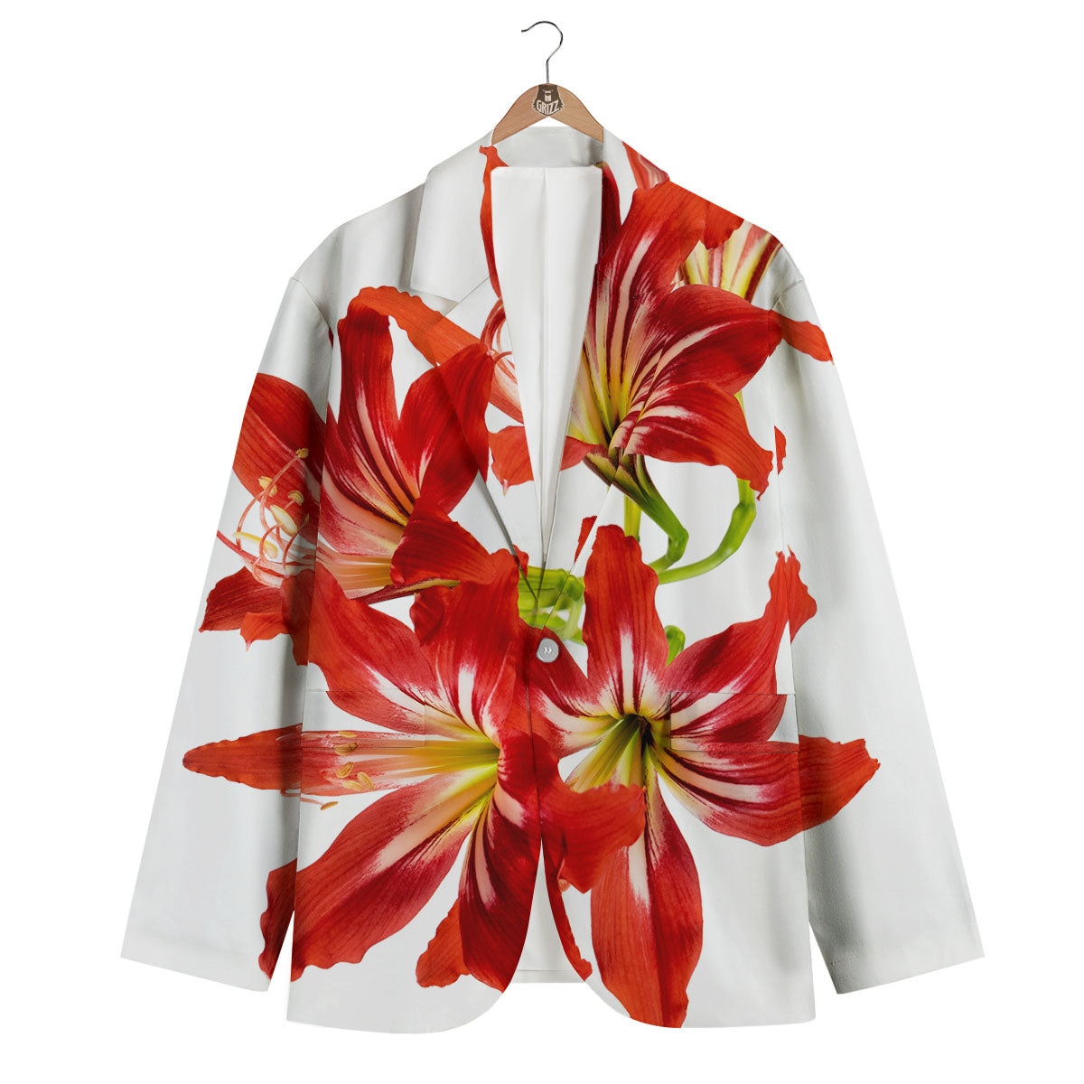 Flower Amaryllis Print Men's Blazer-grizzshop