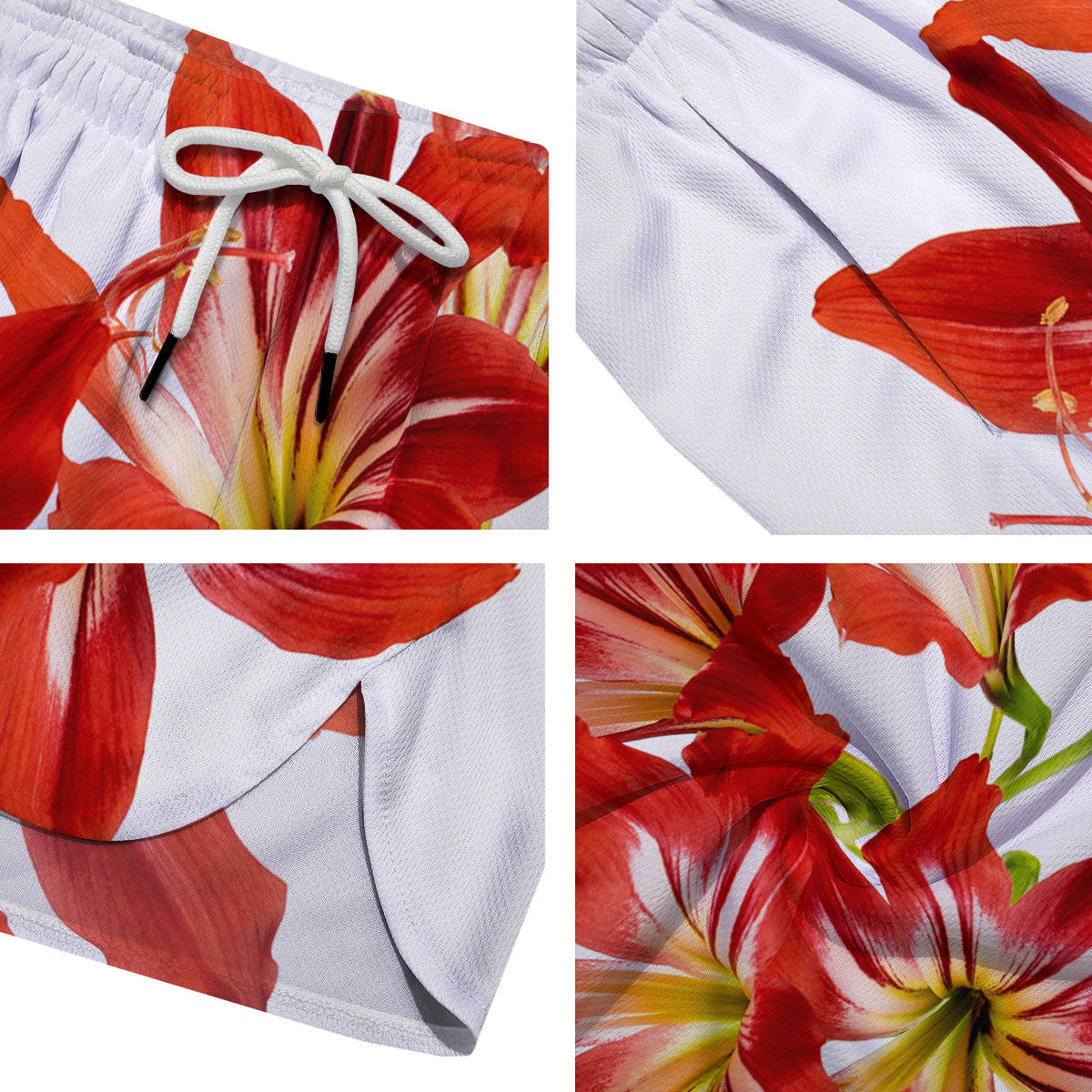 Flower Amaryllis Print Men's Running Shorts-grizzshop