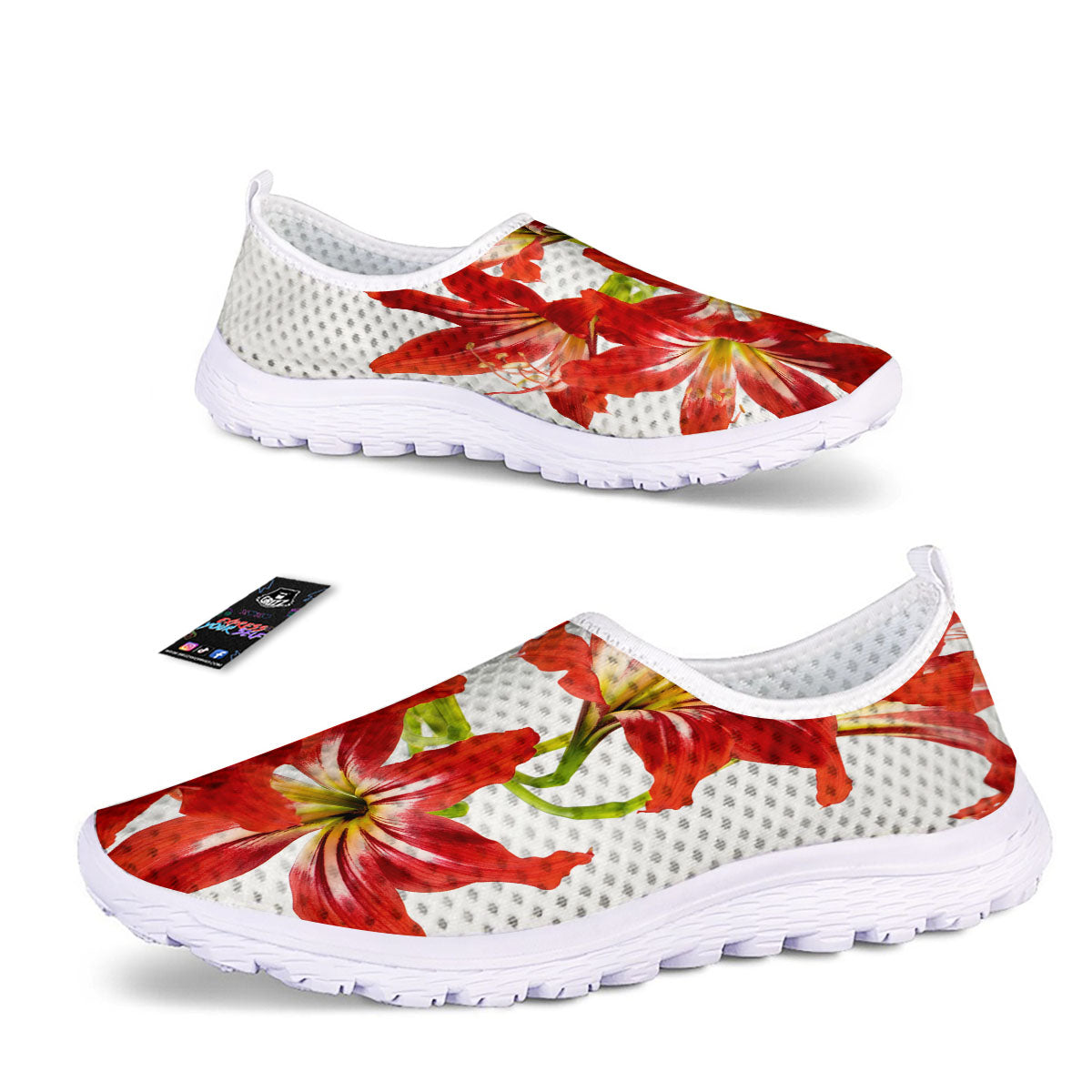 Flower Amaryllis Print Nurse Shoes-grizzshop