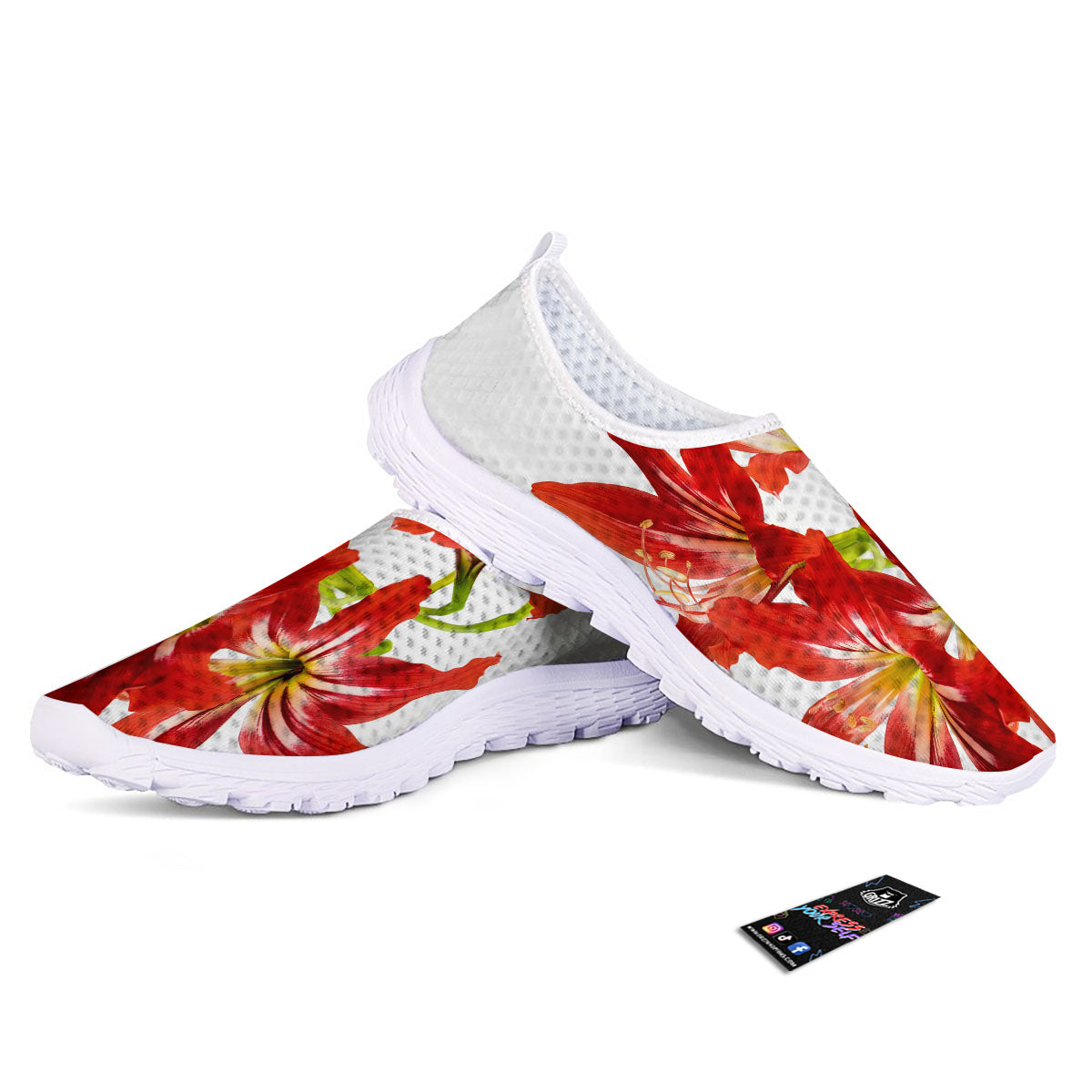 Flower Amaryllis Print Nurse Shoes-grizzshop