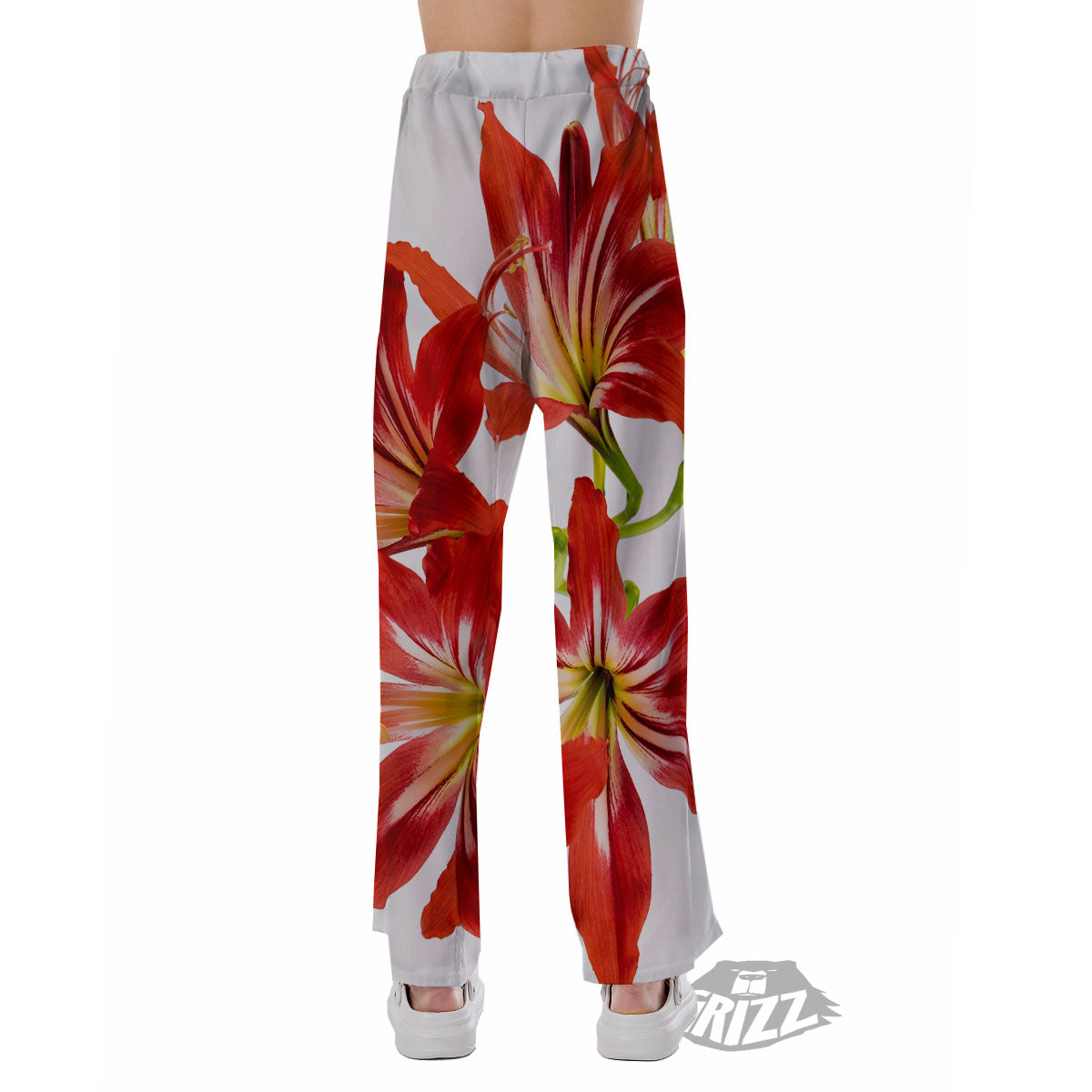 Flower Amaryllis Print Pajama Pants-grizzshop