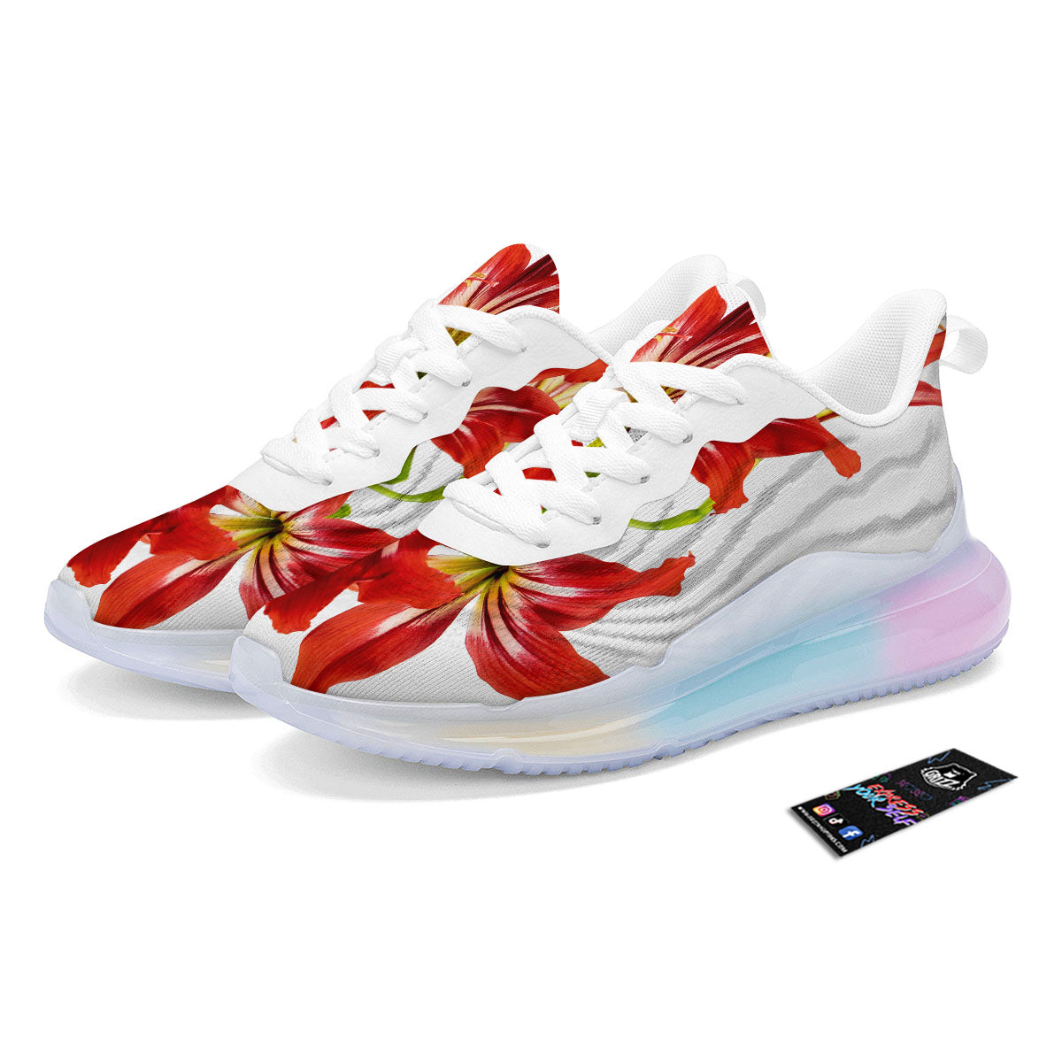 Flower Amaryllis Print Running Sneakers-grizzshop
