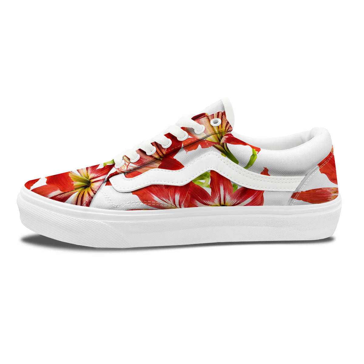 Flower Amaryllis Print Skate Shoes-grizzshop