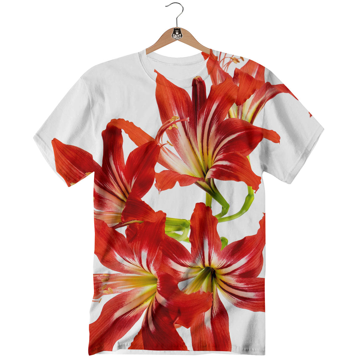 Flower Amaryllis Print T-Shirt-grizzshop
