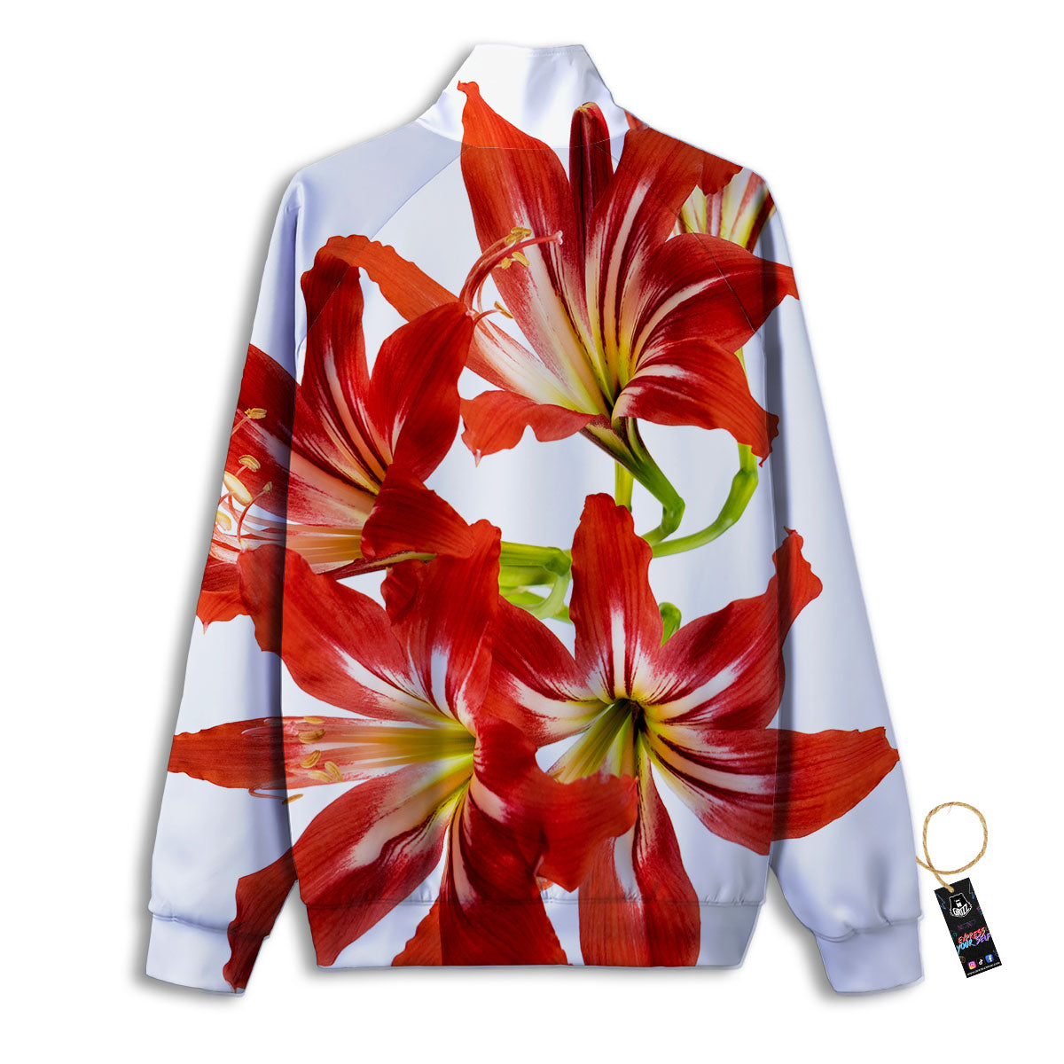 Flower Amaryllis Print Track Jacket-grizzshop