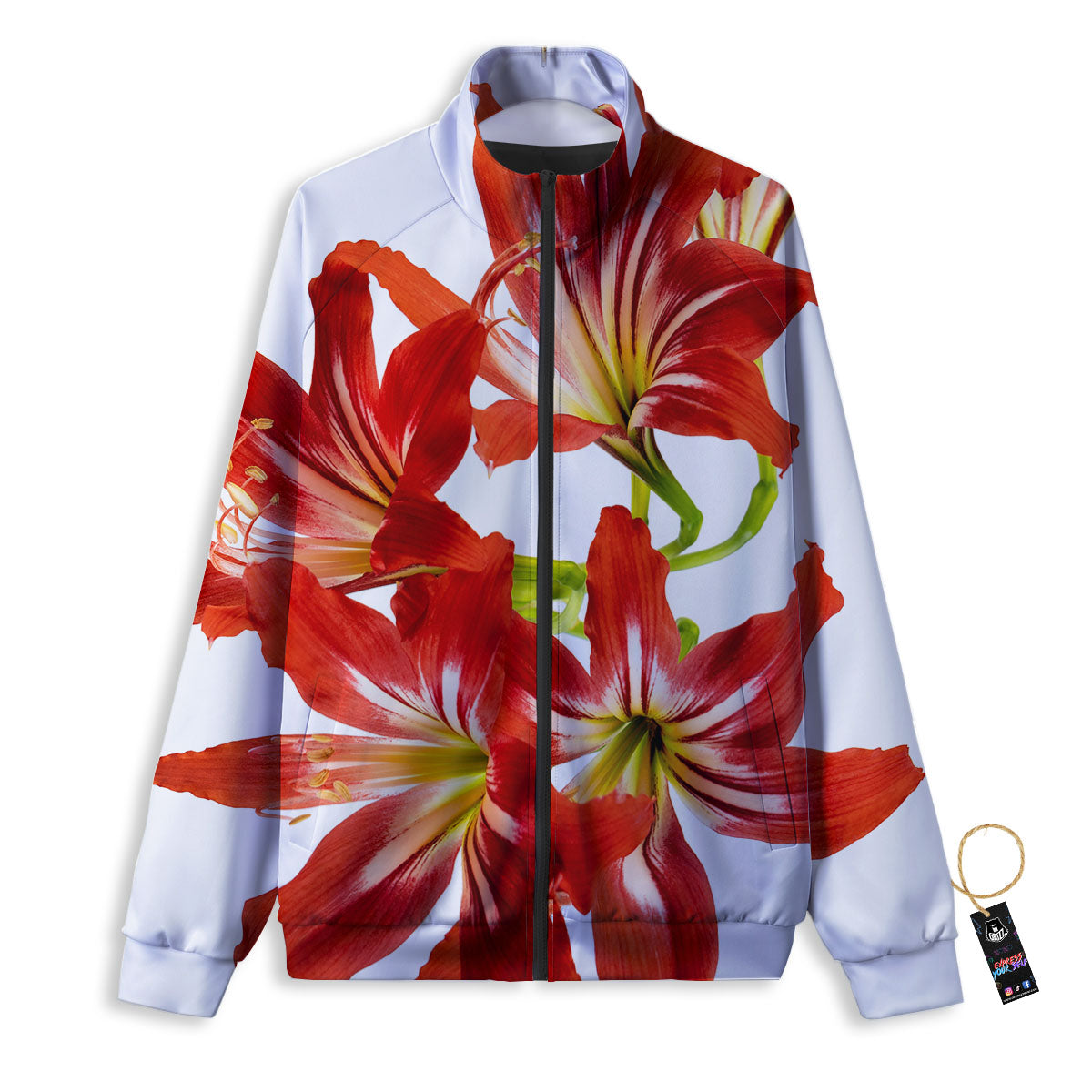 Flower Amaryllis Print Track Jacket-grizzshop