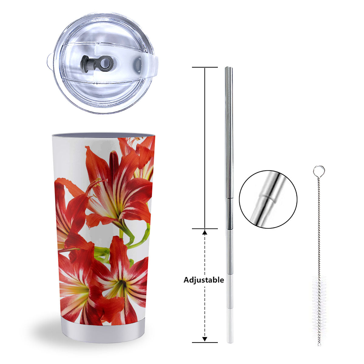 Flower Amaryllis Print Tumbler-grizzshop
