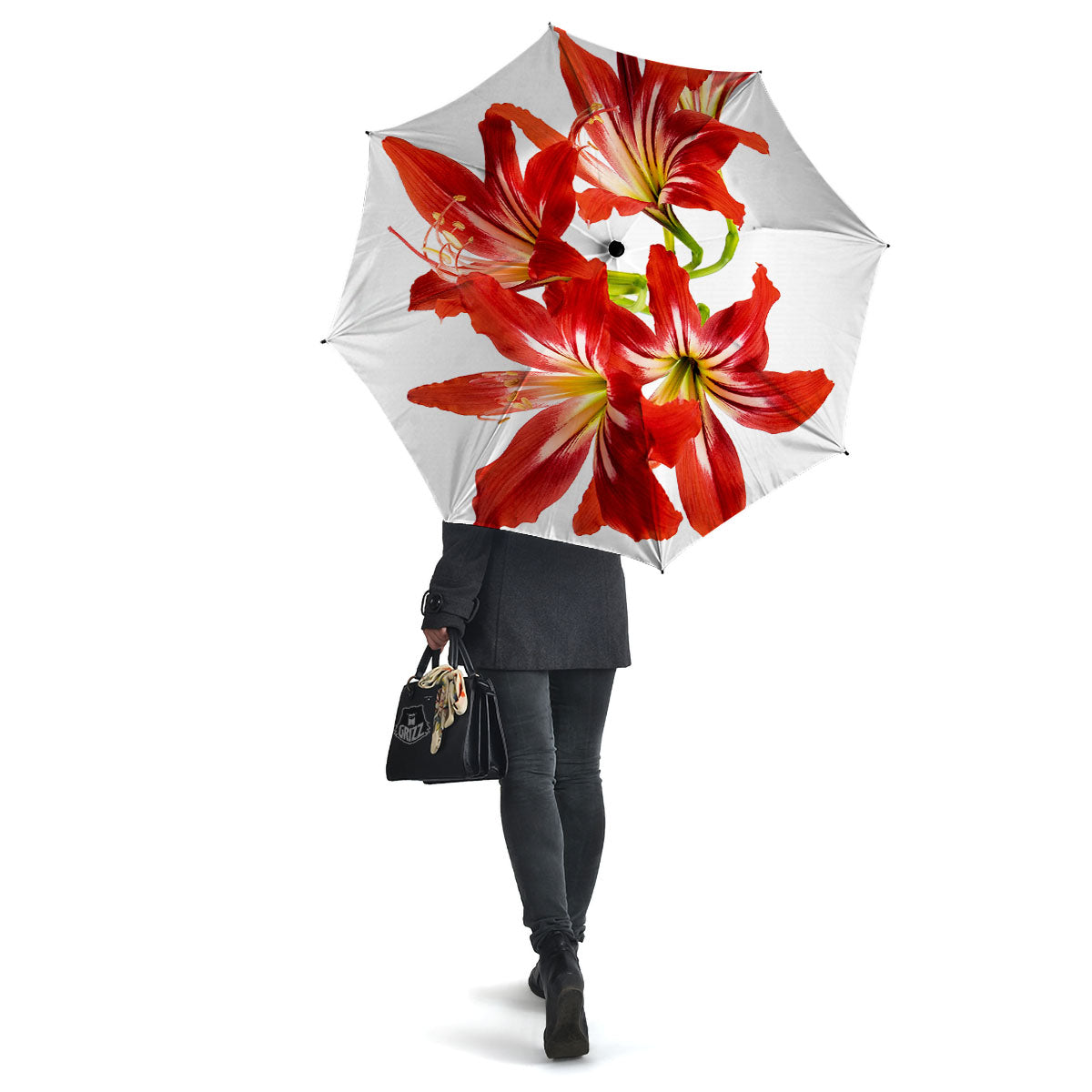 Flower Amaryllis Print Umbrella-grizzshop