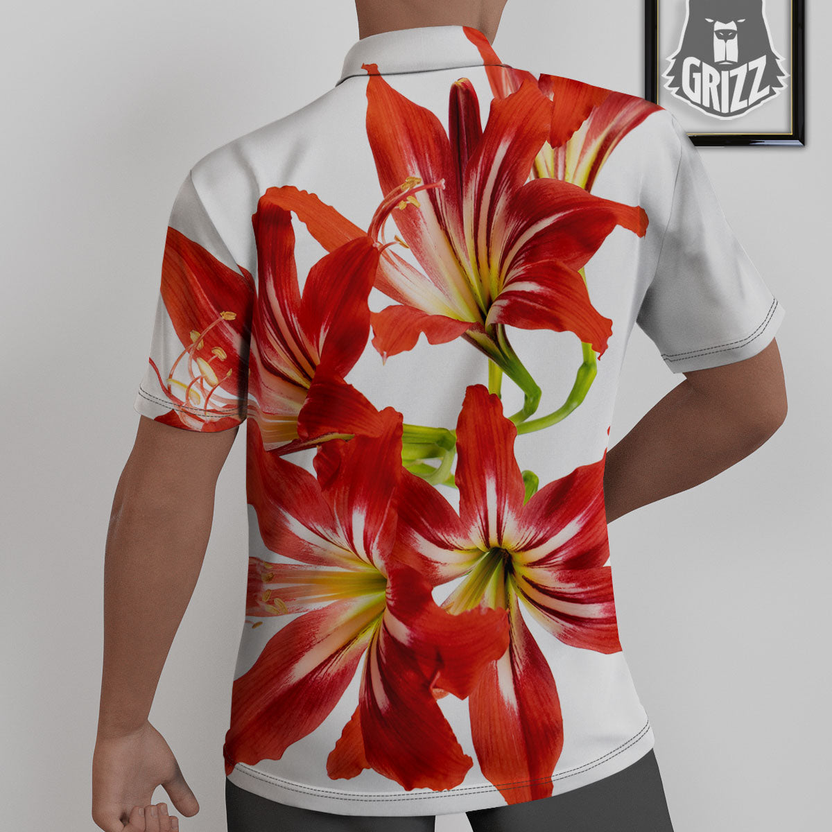Flower Amaryllis Print Untucked Shirts-grizzshop