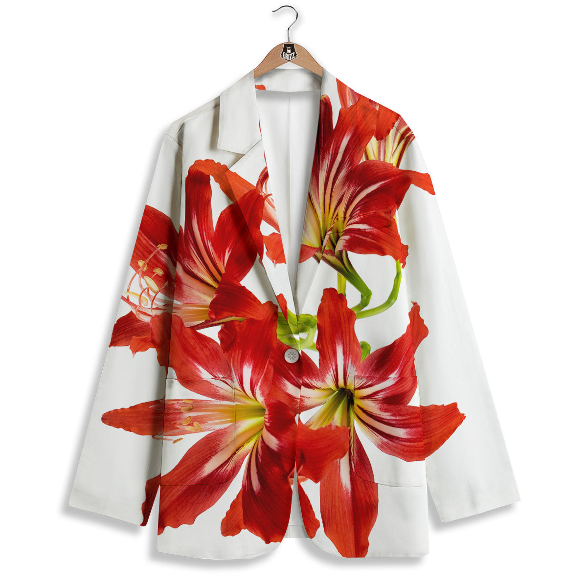 Flower Amaryllis Print Women's Blazer-grizzshop
