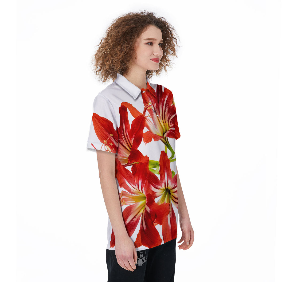 Flower Amaryllis Print Women's Golf Shirts-grizzshop