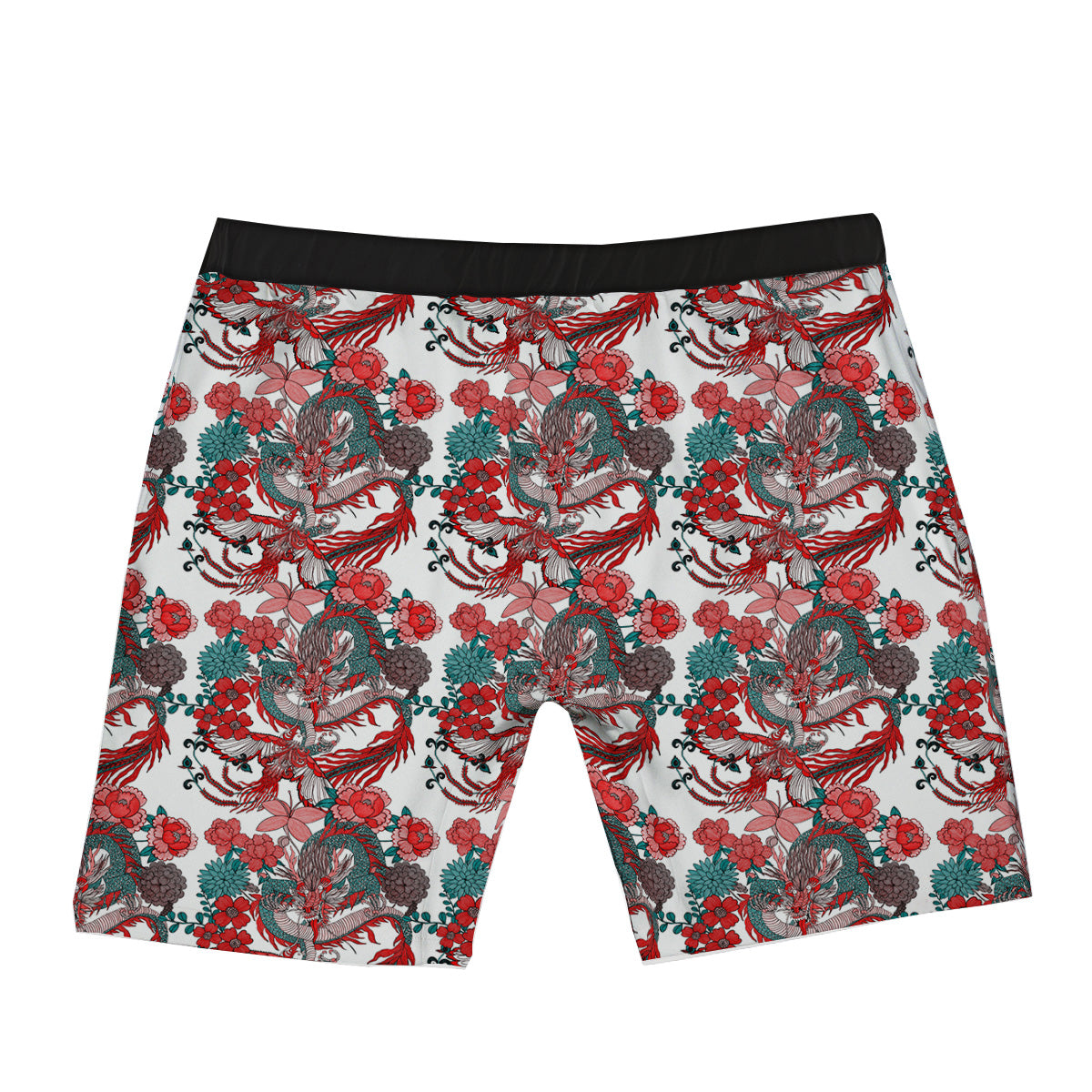 Flower And Chinese Dragon Print Pattern Boxer Briefs-grizzshop