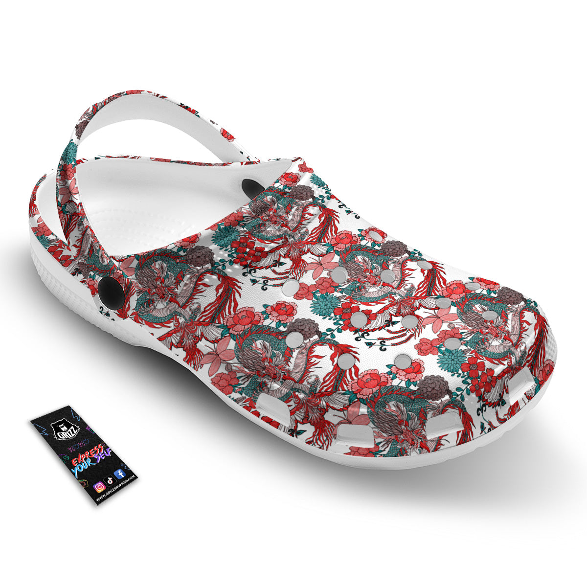 Flower And Chinese Dragon Print Pattern Clog-grizzshop