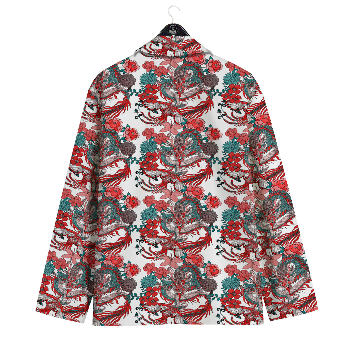 Flower And Chinese Dragon Print Pattern Men's Sport Coat-grizzshop