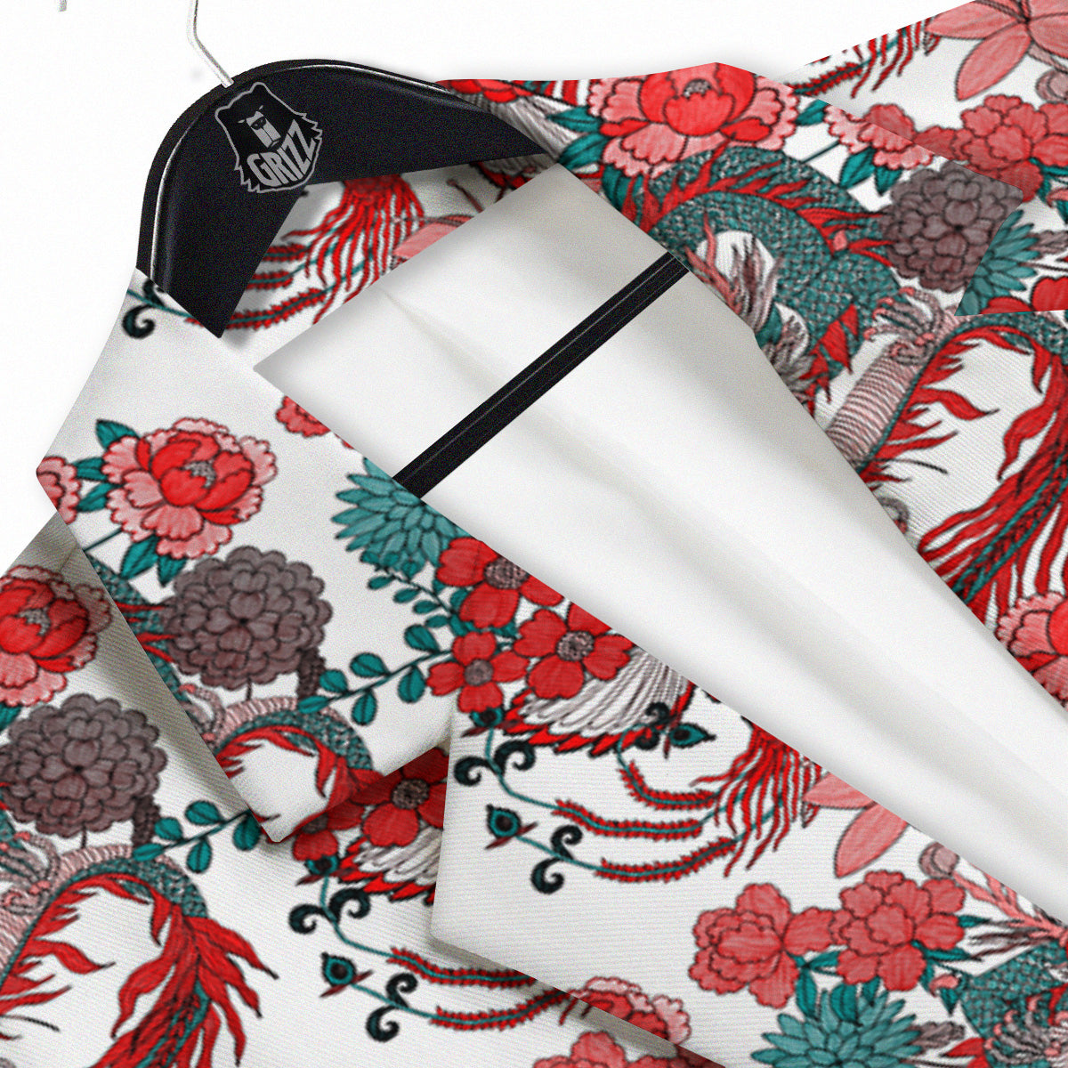 Flower And Chinese Dragon Print Pattern Men's Sport Coat-grizzshop