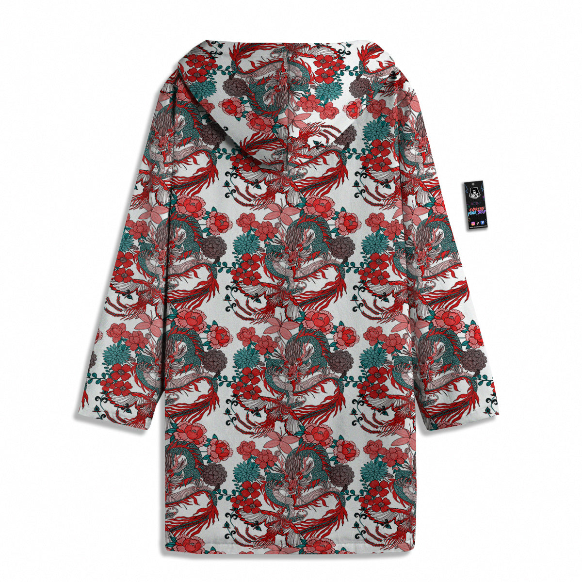 Flower And Chinese Dragon Print Pattern Men's Windbreaker Jacket-grizzshop