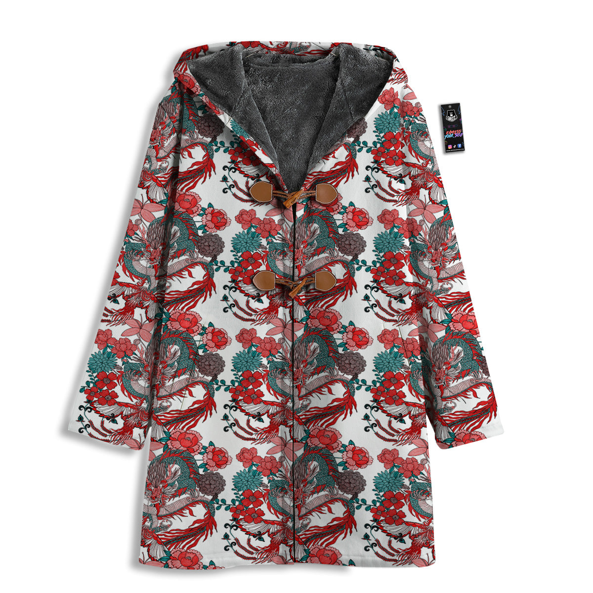 Flower And Chinese Dragon Print Pattern Men's Windbreaker Jacket-grizzshop
