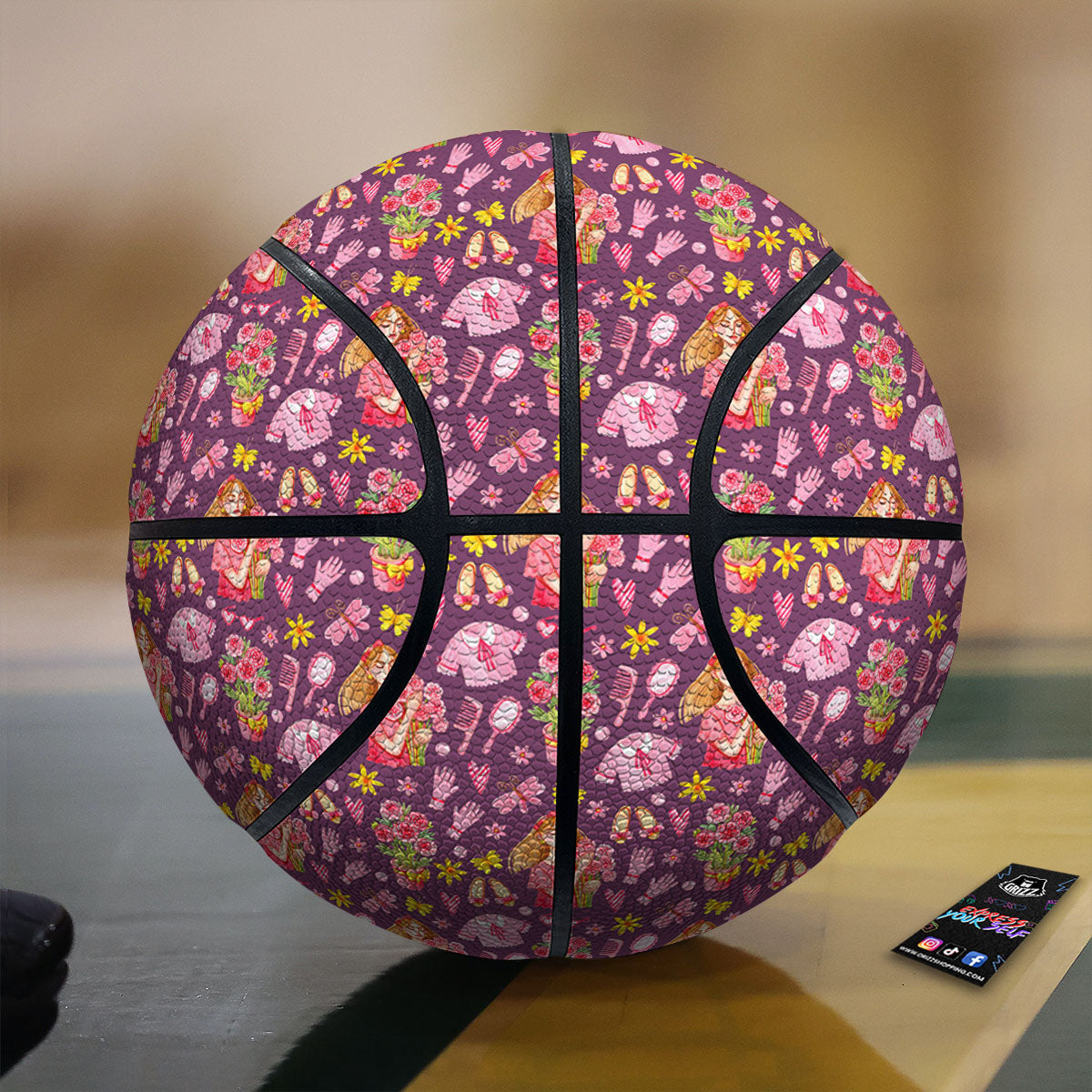 Flower And Girly Print Pattern Basketball-grizzshop