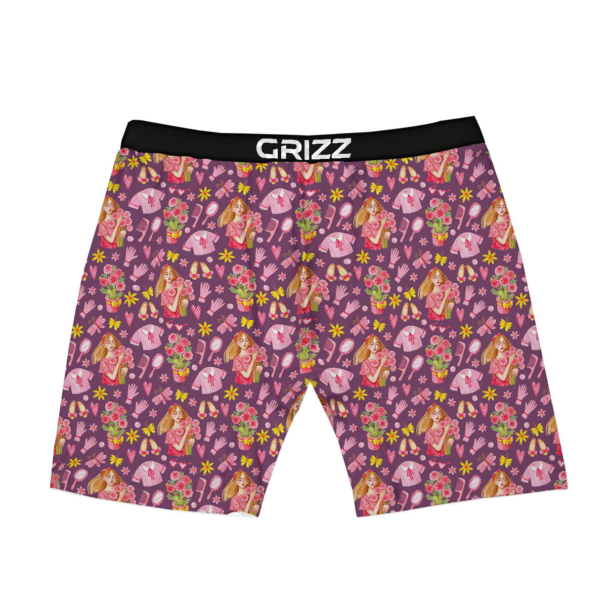 Flower And Girly Print Pattern Boxer Briefs-grizzshop