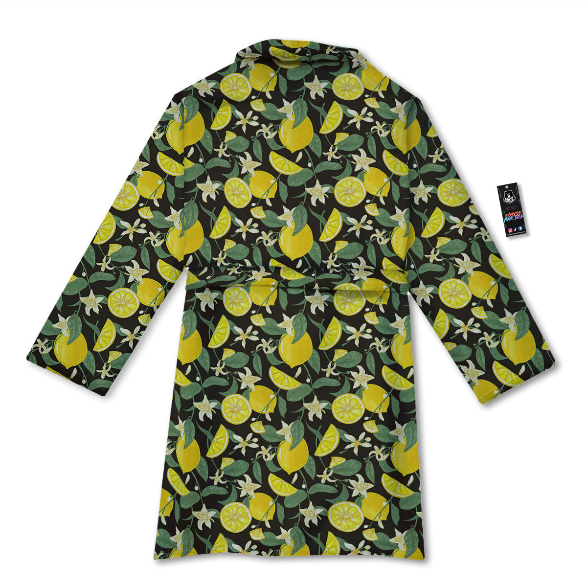 Flower And Lemon Print Pattern Bathrobe-grizzshop