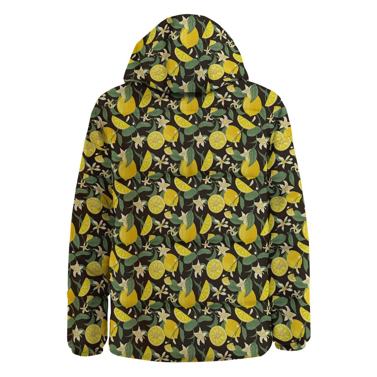 Flower And Lemon Print Pattern Down Jacket-grizzshop